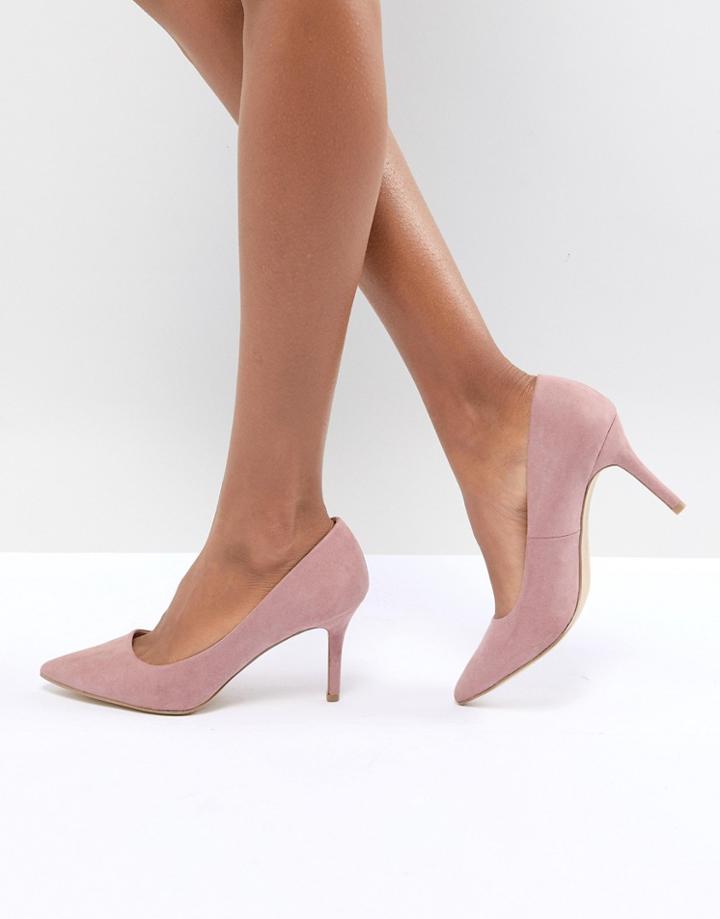 New Look Suedette Kitten Heel Pointed Court - Pink