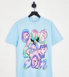 Collusion Bear Print Oversized T-shirt In Aqua-blue