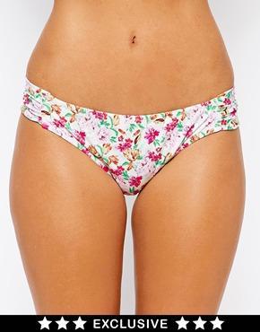 Asos Fuller Bust Exclusive Pretty Floral Print Tab Side Bikini Pant - Pretty Floral