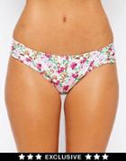 Asos Fuller Bust Exclusive Pretty Floral Print Tab Side Bikini Pant - Pretty Floral
