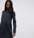 Asos Design Maternity Denim Shirt Dress With Deep Cuff In Washed Black