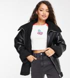 Asos Design Petite Sherpa Aviator In Black