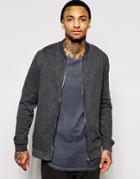 Asos Jersey Bomber Jacket In Charcoal - Charcoal