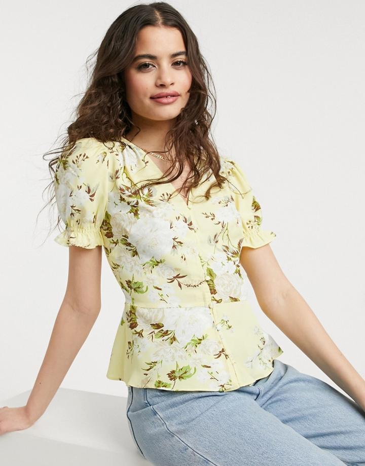 Warehouse Bonnie Rose Top In Yellow