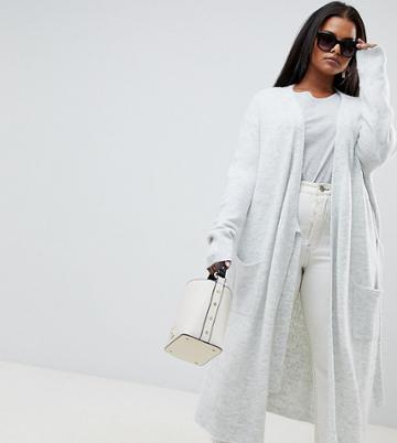 Micha Lounge Curve Wrap Maxi Cardigan With Tie Side - Gray