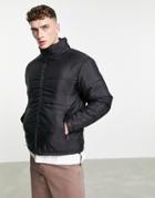 Le Breve Crop Funnel Neck Puffer Jacket In Black