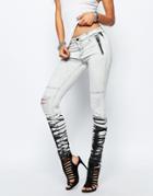 Replay Hestellen Biker Jean With Destroyed Faded Detail - Gray