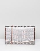 Ted Baker Cut Out Bow Clutch In Leather - Silver