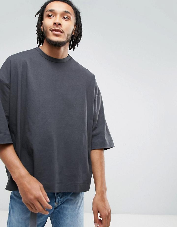 Asos Super Oversized Boxy T-shirt In Heavy Weight In Black - Black