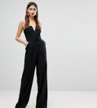 Asos Tall Jumpsuit With Structured Bodice And Wide Leg - Black