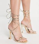 Glamorous Wide Fit Strappy Heeled Sandals In Gold
