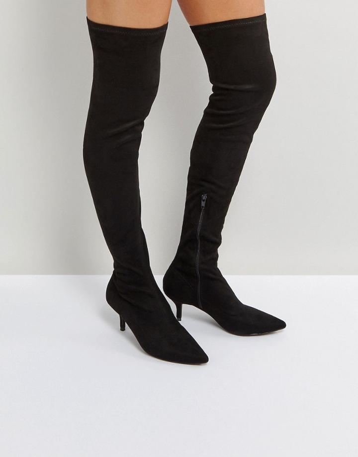 Raid Clare Black Kitten Heel Over The Knee Boots - Black