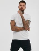 Asos Design Heavyweight T-shirt With Crew Neck And Raw Edges In White Marl - Gray