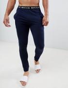 Nicce Lounge Cuffed Joggers In Navy With Waistband - Navy