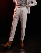 Asos Design Smart Tapered Cropped Pants In Gray Herringbone Stripe - Part Of A Set-blues