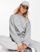 Topshop Oversized Sweat In Gray Heather-grey