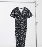 Asos Design Maternity Button Through Midi Dress In Black And White Animal Print