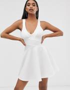 Asos Design Bandage Mini Skater Dress - White