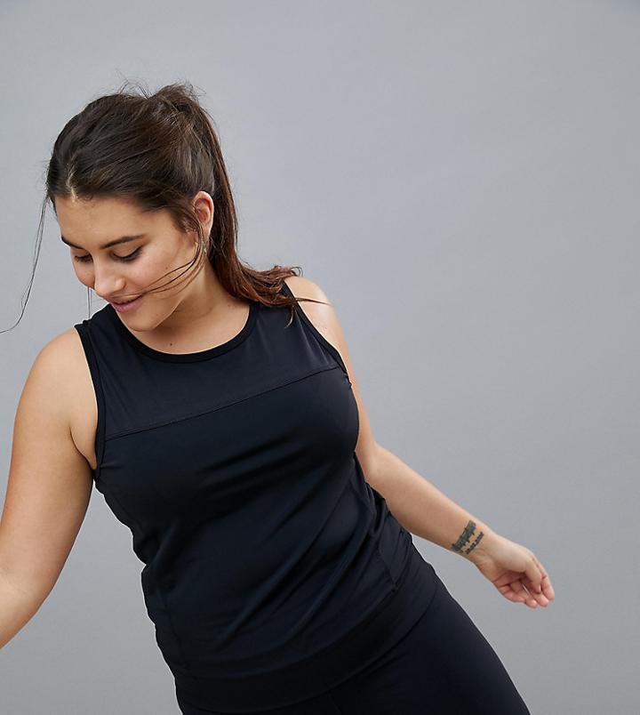 Asos 4505 Curve Training Tank Top In Performance Jersey With Seam Detail - Black