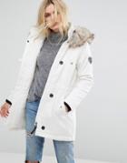 Only Parka With Faux Fur Hood - White