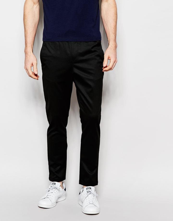 Jack & Jones Premium Trousers With Stretch And Elasticated Waist In Slim Fit - Black
