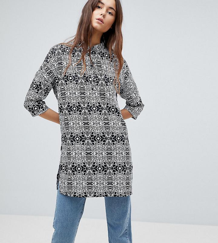 Noisy May Tall Maci Animal Print Shirt - Black