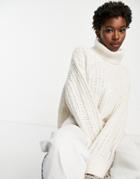 Weekday Tune Recycled Roll Neck Knit Sweater In Off White