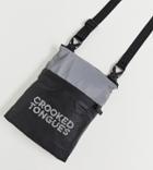 Crooked Tongues Unisex Cross Body Pouch In Reflective Fabric-black
