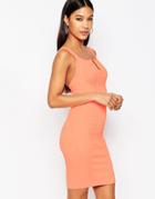 Wow Couture V Neck Bandage Mini Dress - Salmon Pink