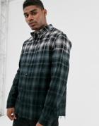 Good For Nothing Check Shirt In Ombre Fade With Raw Hem-black