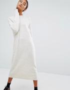 Monki Knitted Midi Sweater Dress - White