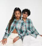 Collusion Unisex Oversized Plaid Shirt In Blue-multi