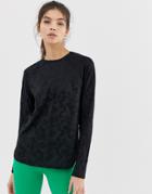 Asos 4505 Long Sleeve Top In Sheer Camo And Loose Fit - Black