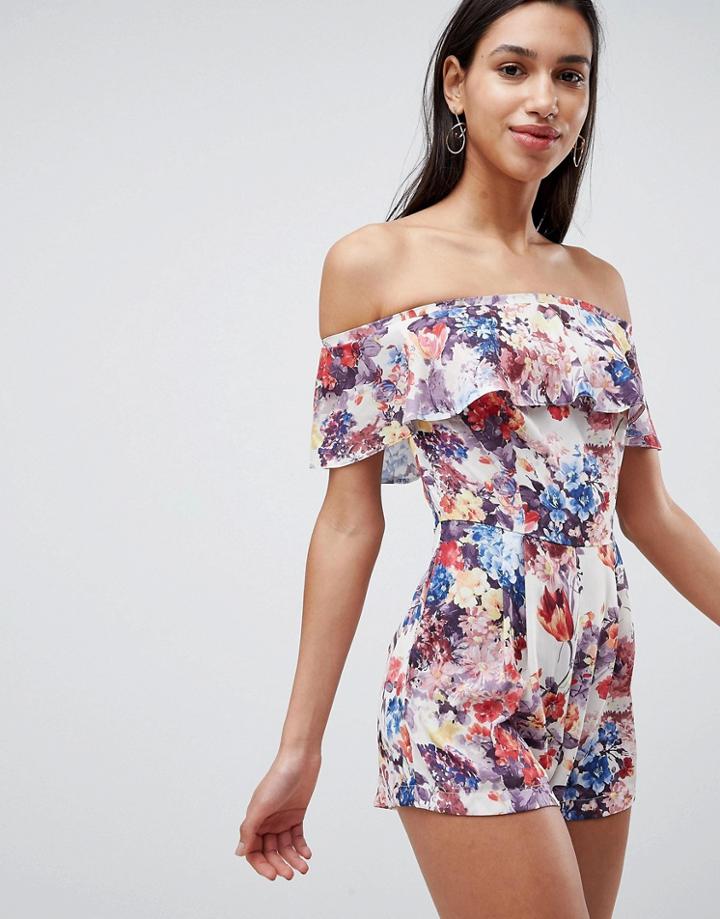 Love Bardot Floral Print Romper - Multi