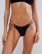 Blue Life Roped Up Textured Skimy Bikini Bottom - Black