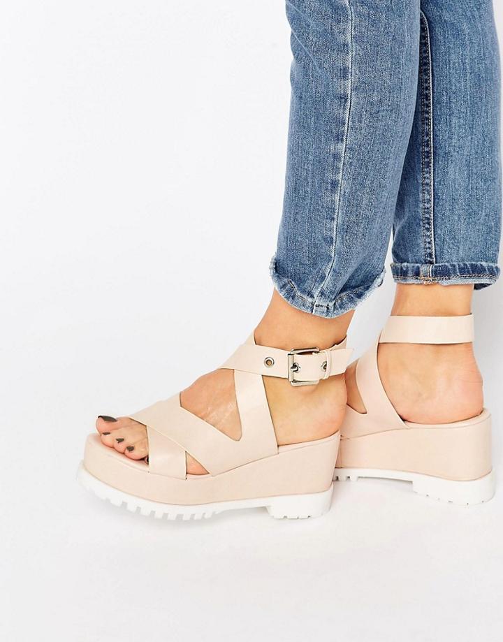 Asos Tallen Chunky Wedge Sandals - Nude