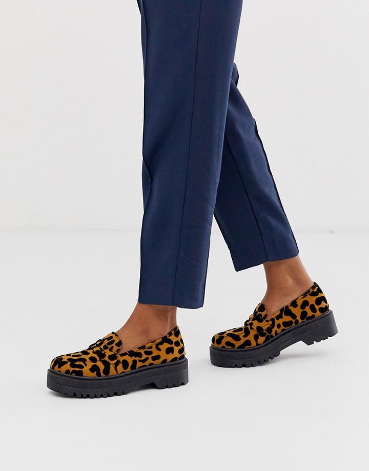 Qupid Chunky Loafers In Leopard
