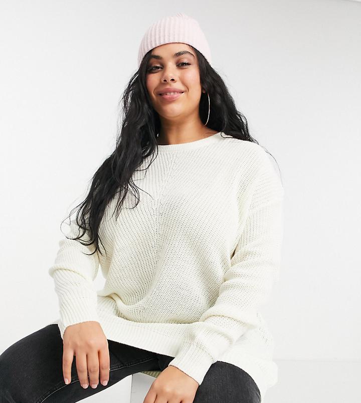 Yours Exclusive Crew Neck Sweater In Cream-green