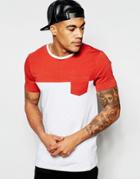 Asos Muscle T-shirt With Contrast Yoke And Pocket - Gray