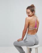 Asos Jersey Crop Top & Lace Back Detail - Gray