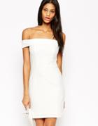 Michelle Keegan Loves Lipsy Textured Bardot Body-conscious Dress - Whi