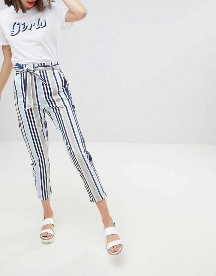 Stradivarius Stripe Print Tie Waist Pants - Multi