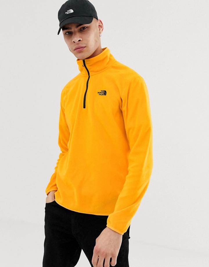 The North Face 100 Glacier 1/4 Zip Fleece In Yellow Exclusive At Asos - Yellow