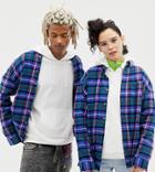 Collusion Unisex Oversized Check Shirt-navy