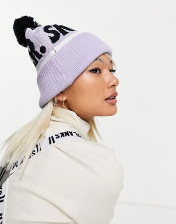 Planks Skier Bobble Beanie In Lilac-purple