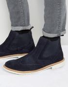 Tommy Hilfiger Metro Suede Brogue Chelsea Boots - Navy