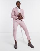 Asos Design Wedding Super Skinny Suit Jacket In Rose Cross Hatch-pink