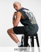 Reclaimed Vintage Inspired Washed Charcoal Tank With Back Graphic-grey