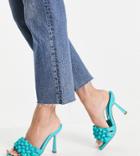 Asos Design Wide Fit Nuno Knotted High Heeled Mules In Blue-blues