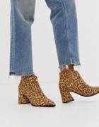 Vero Moda Leopard Print Block Heel Boots - Multi